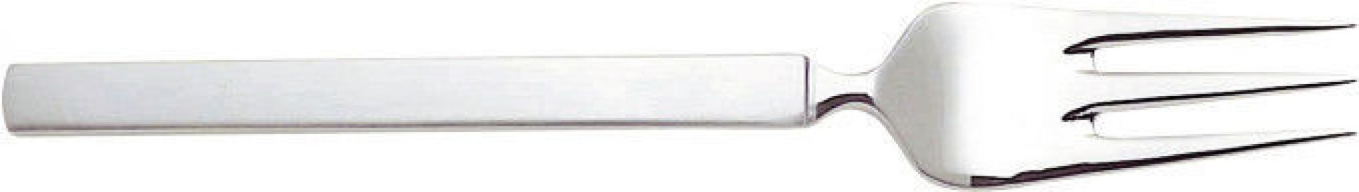 Nahaufnahme einer Gabel aus dem Alessi Dry Besteckset, Edelstahl, modernes Design.