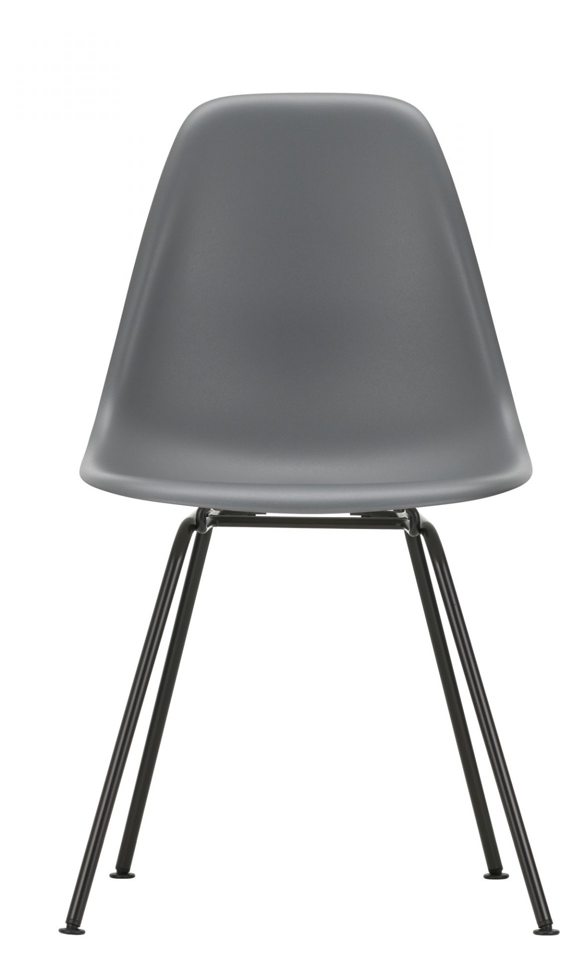 Eames Plastic Side Chair DSX in Granitgrau mit schwarzem Untergestell, moderner Designstuhl für Wohn- und Esszimmer.