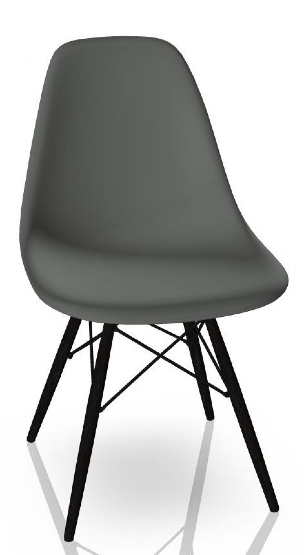 Eames Stuhl DSW, Vitra, Ahorn mit schwarzem Gestell und granitgrauer Sitzschale.