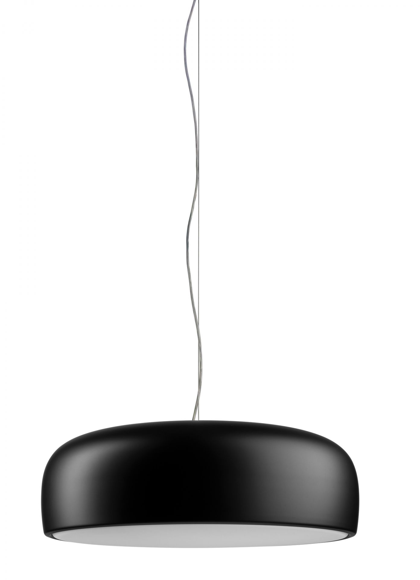 Schwarze Smithfield Pendelleuchte von Flos, moderne LED Hängelampe für Wohnzimmer und Essbereich.