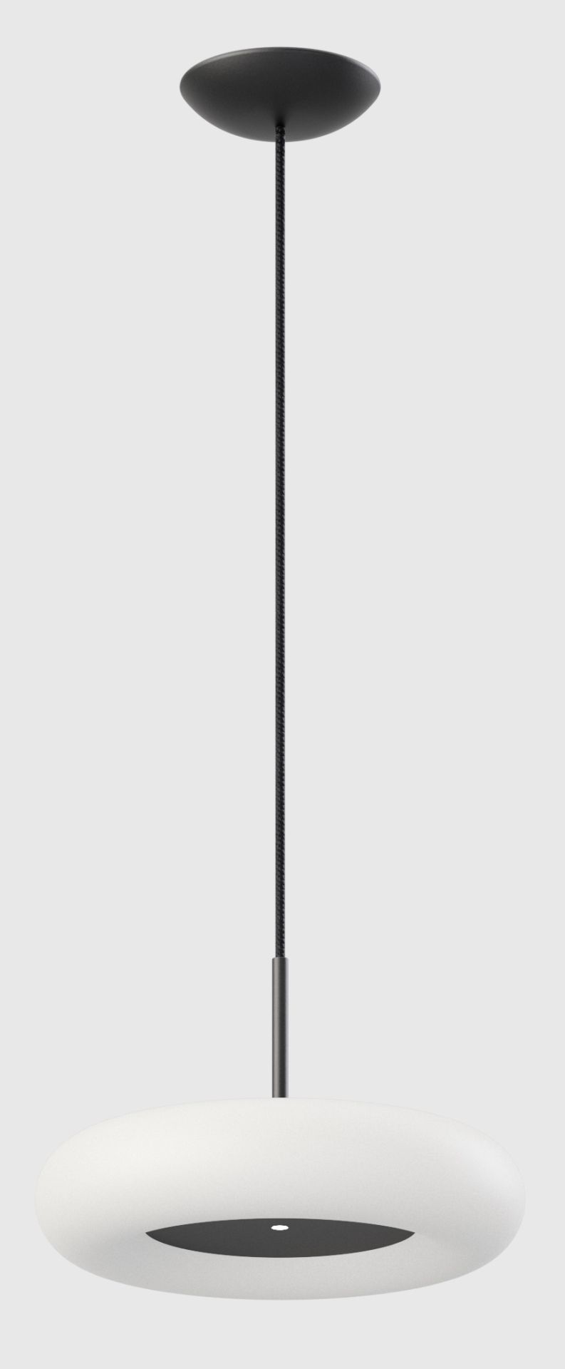 Oto Pendelleuchte von Belux, schwarz, mit warmweißem Licht (3000K). Moderne Hängelampe für Wohnraum und Büro.