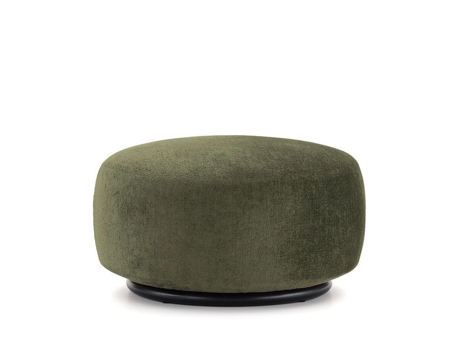 Grüner K-Wait Hocker von Kartell mit Chenille-Bezug und schwarzem Sockel, modernes Sitzmöbel.
