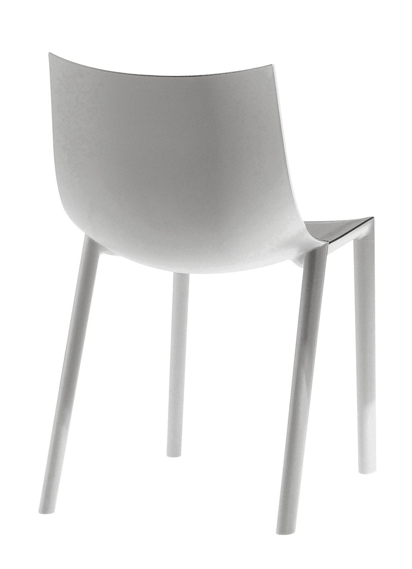Grauer Bo Stuhl von Driade, moderner Design Stuhl aus Kunststoff, Rückansicht.