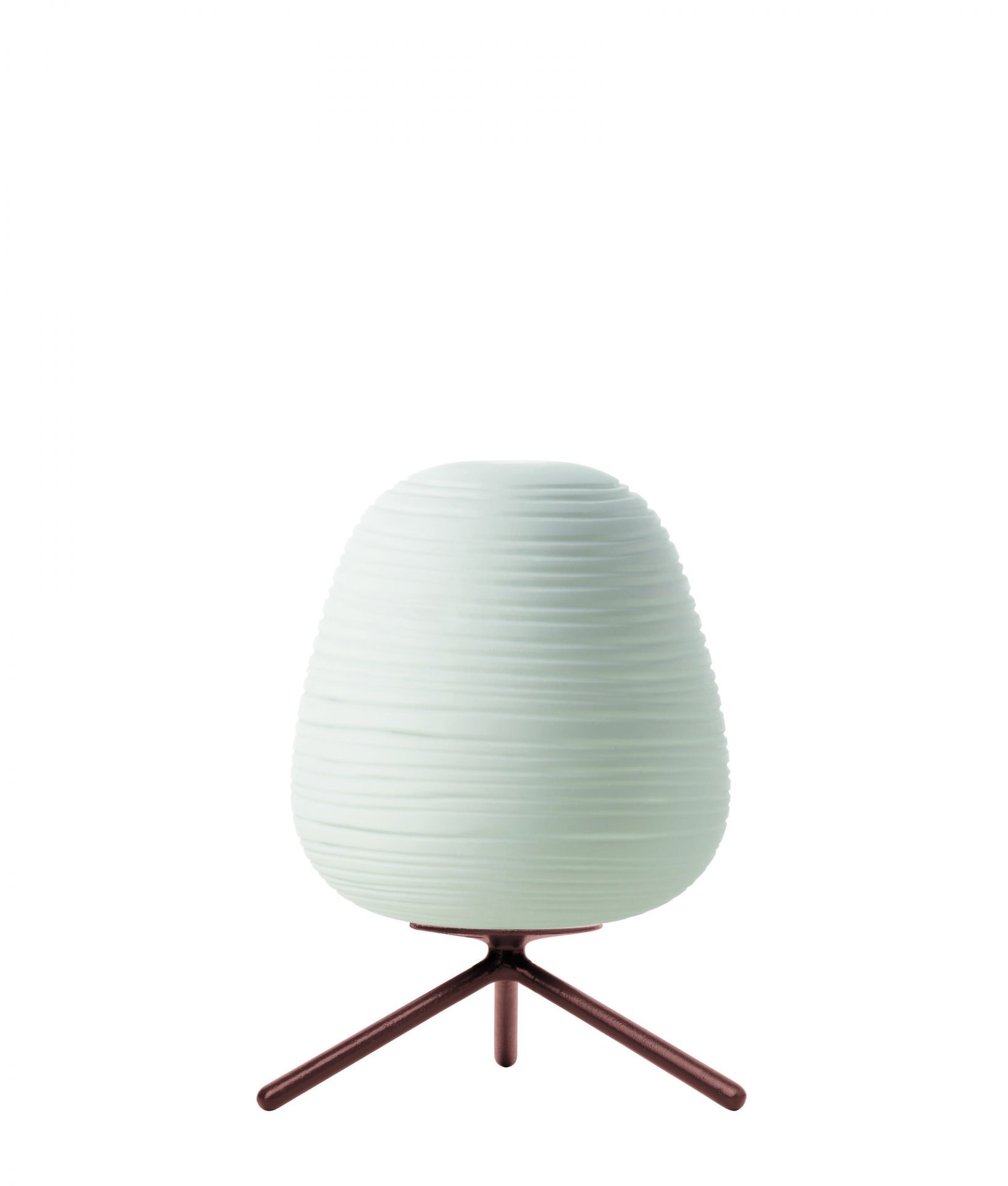 Rituals Tischleuchte mit gerippter Oberfläche und braunem Dreibein-Fuß. Moderne Lampe für Wohnzimmer und Schlafzimmer.