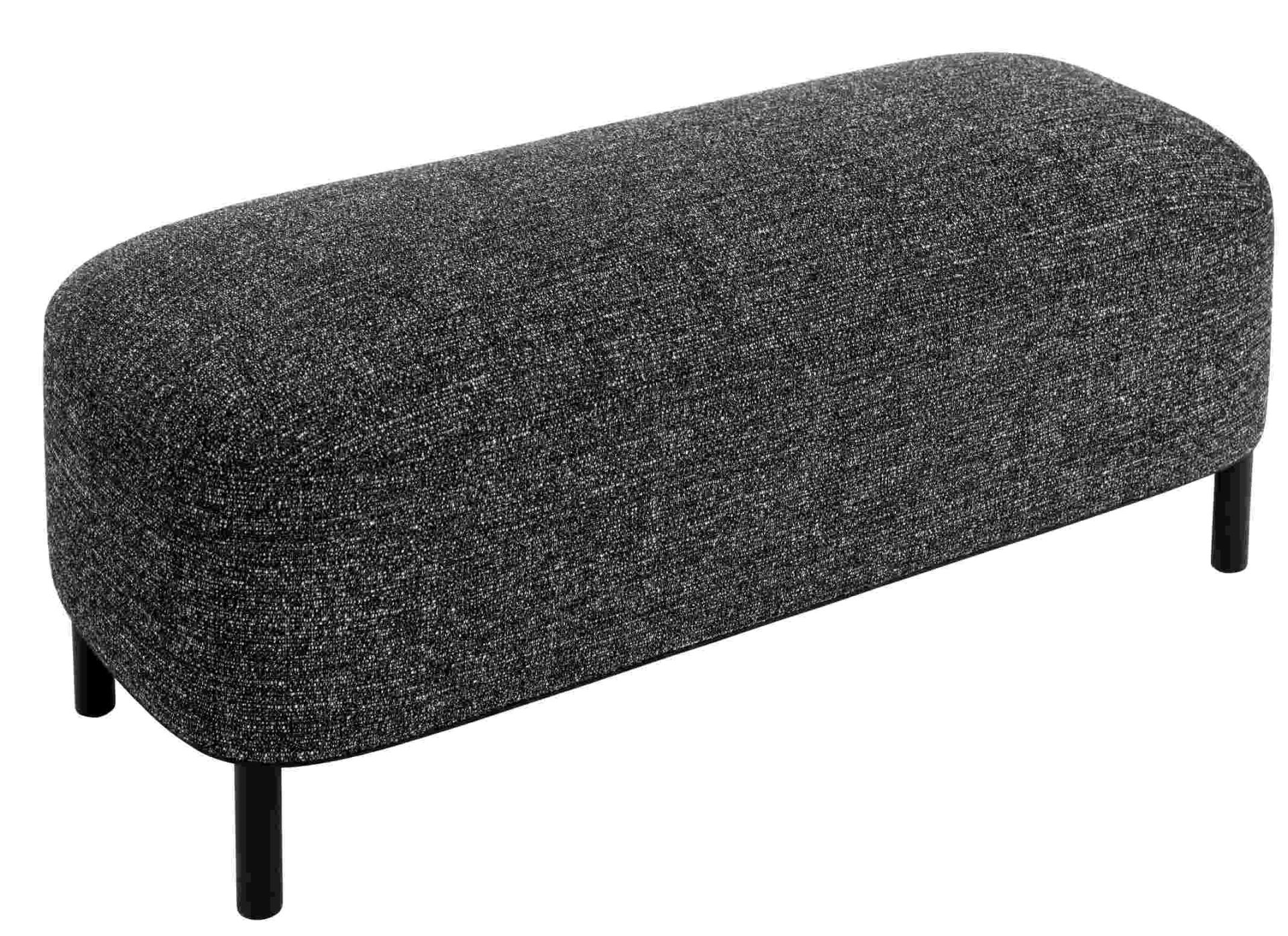 Amie Bank von Schönbuch, grauer Stoffbezug, schwarze Füße, moderne Sitzbank für Wohnzimmer und Flur.