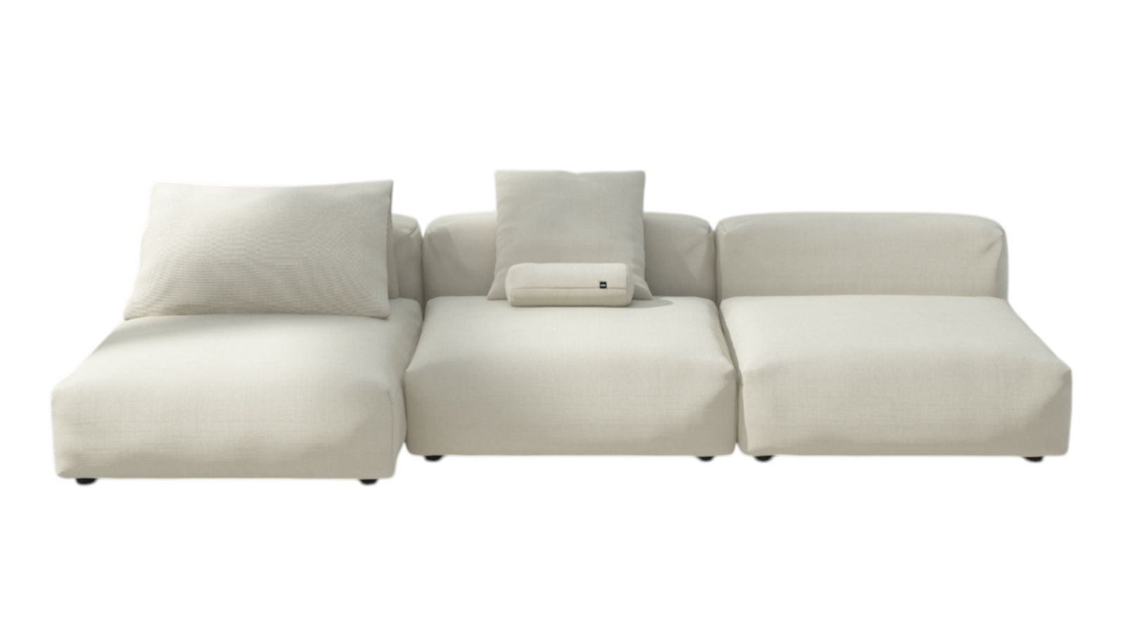 Vetsak Sofa Set 04 Outdoor, 5-Sitzer, modulares Lounge-Sofa in Weiß mit Kissen für Garten und Terrasse.