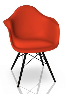 Eames Plastic Arm Chair DAW Stuhl Vitra Ahorn schwarz - Poppy red