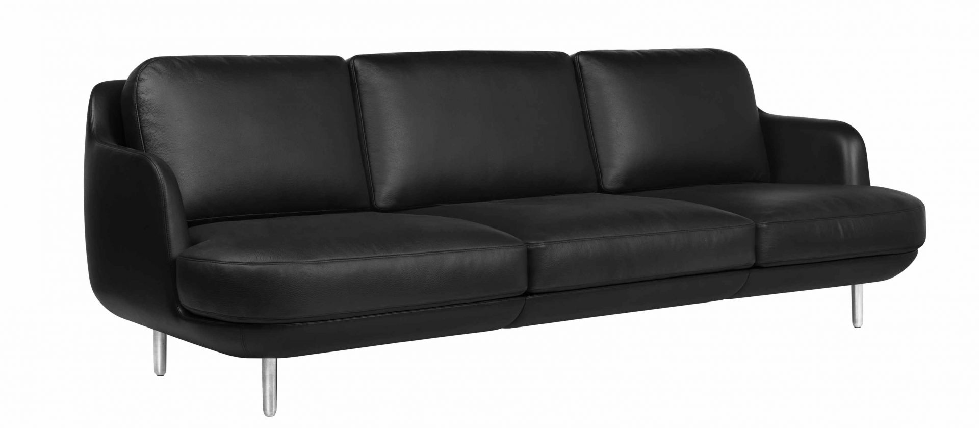 Schwarzes Lune Sofa von Fritz Hansen, ein modernes 3-Sitzer Ledersofa mit minimalistischem Design.