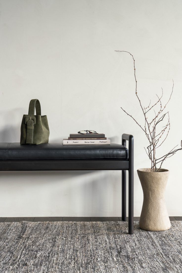 Jack Bench Bank mit Sitzpolster Leder schwarz Ethnicraft