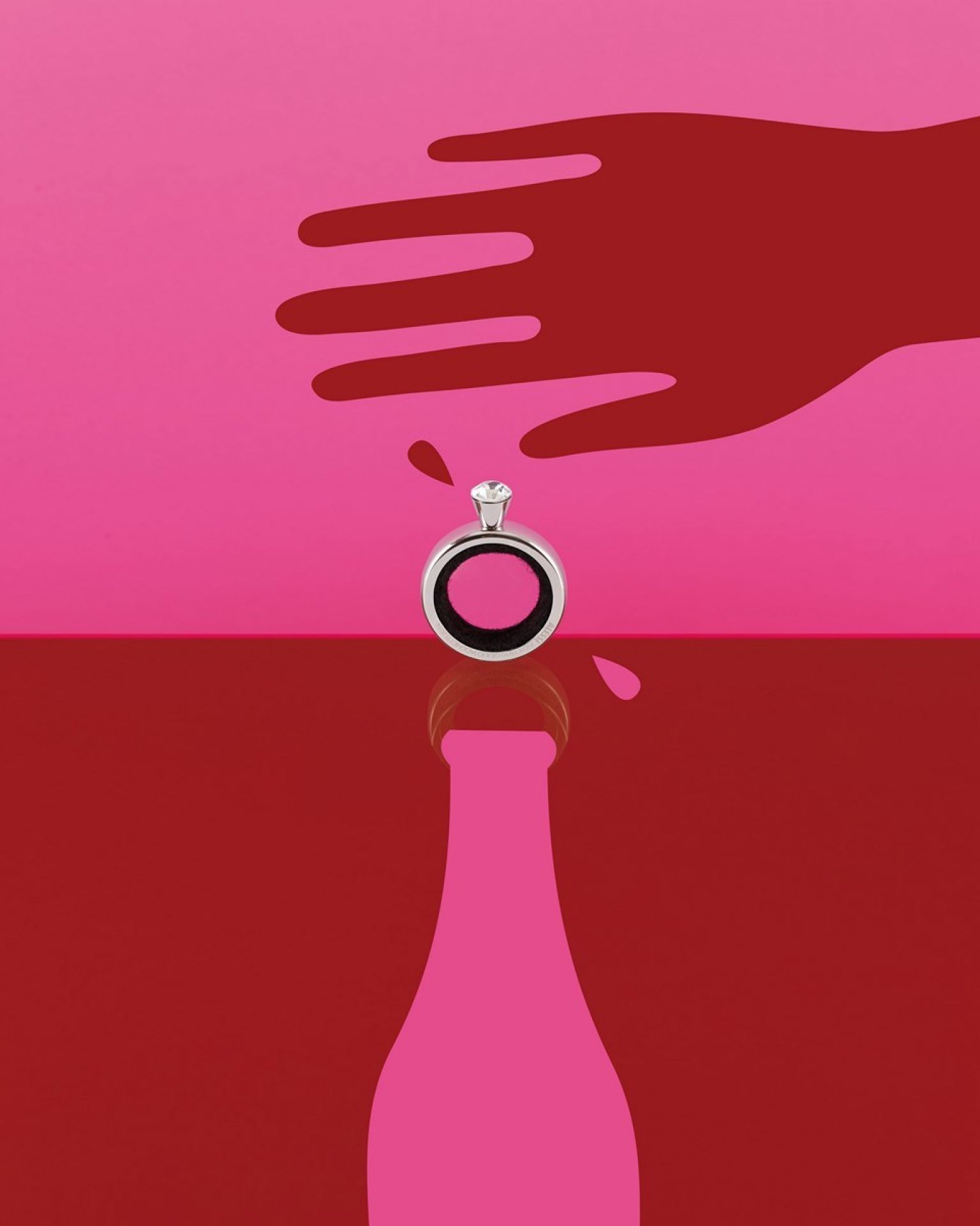 Alessi Noè Tropfring Flaschenverschluss mit Diamant, stilvolles Barzubehör für Wein und Sekt.