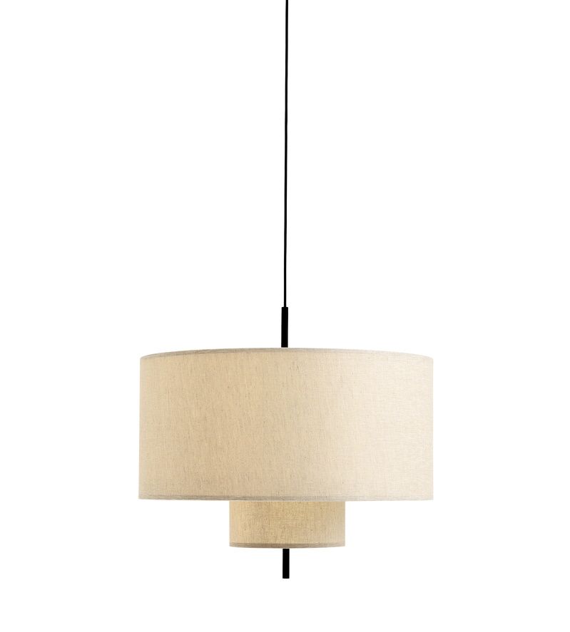 Beige Margin Pendelleuchte von New Works, Ø50cm, moderne Hängelampe für Wohnzimmer und Esszimmer.