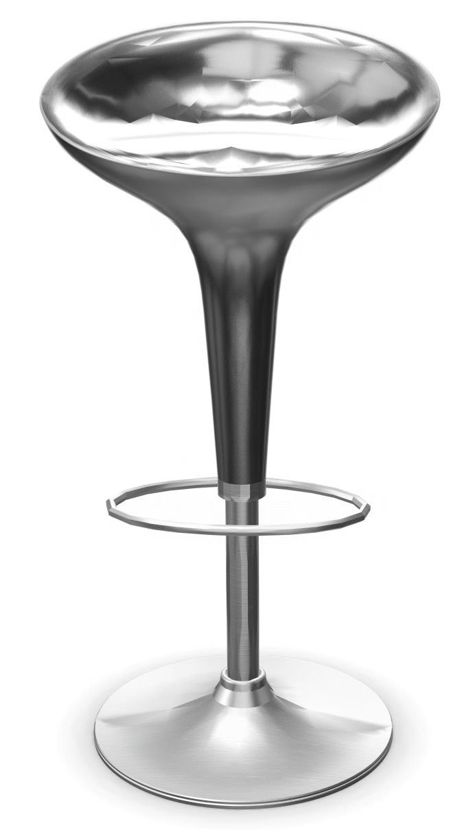 Silberner Bombo Stool Barhocker von Magis mit Fußstütze und rundem Fuß.