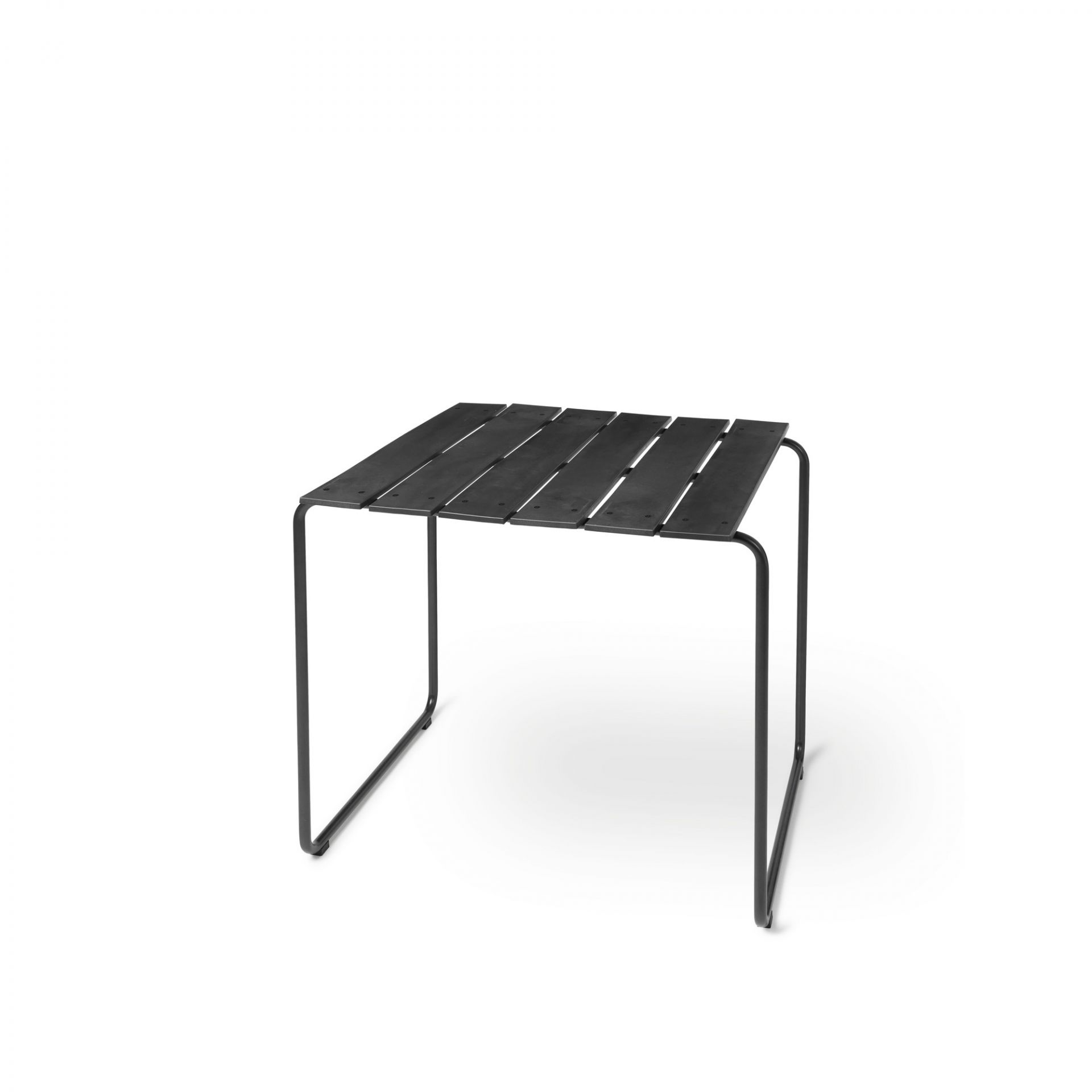 Schwarzer Ocean Table Outdoor Tisch für zwei Personen, moderner Gartentisch mit Lattenrost.