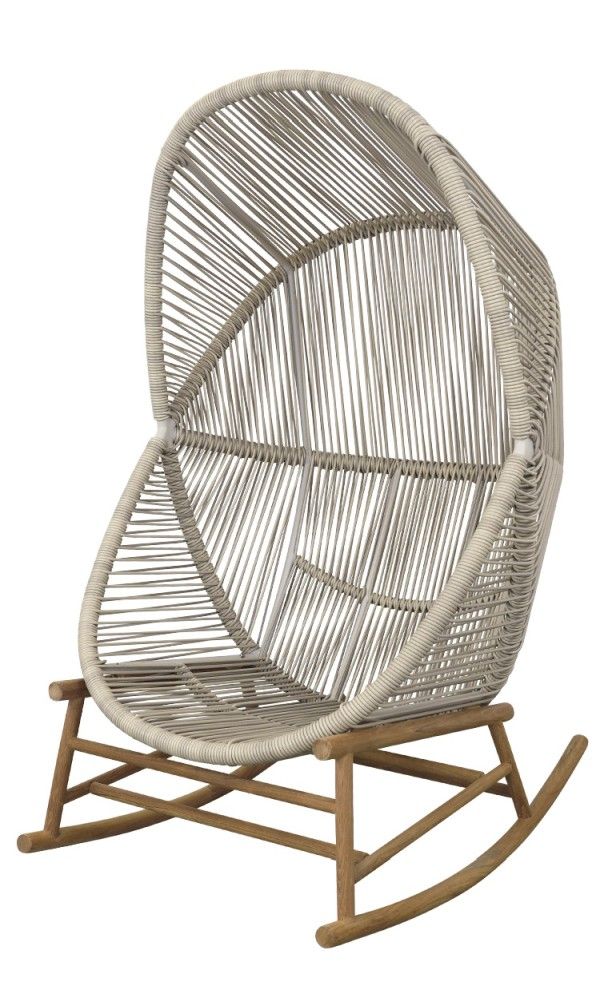 Cane-Line Hive Schaukelstuhl für den Außenbereich, aus Rattan und Holz, modernes Design.