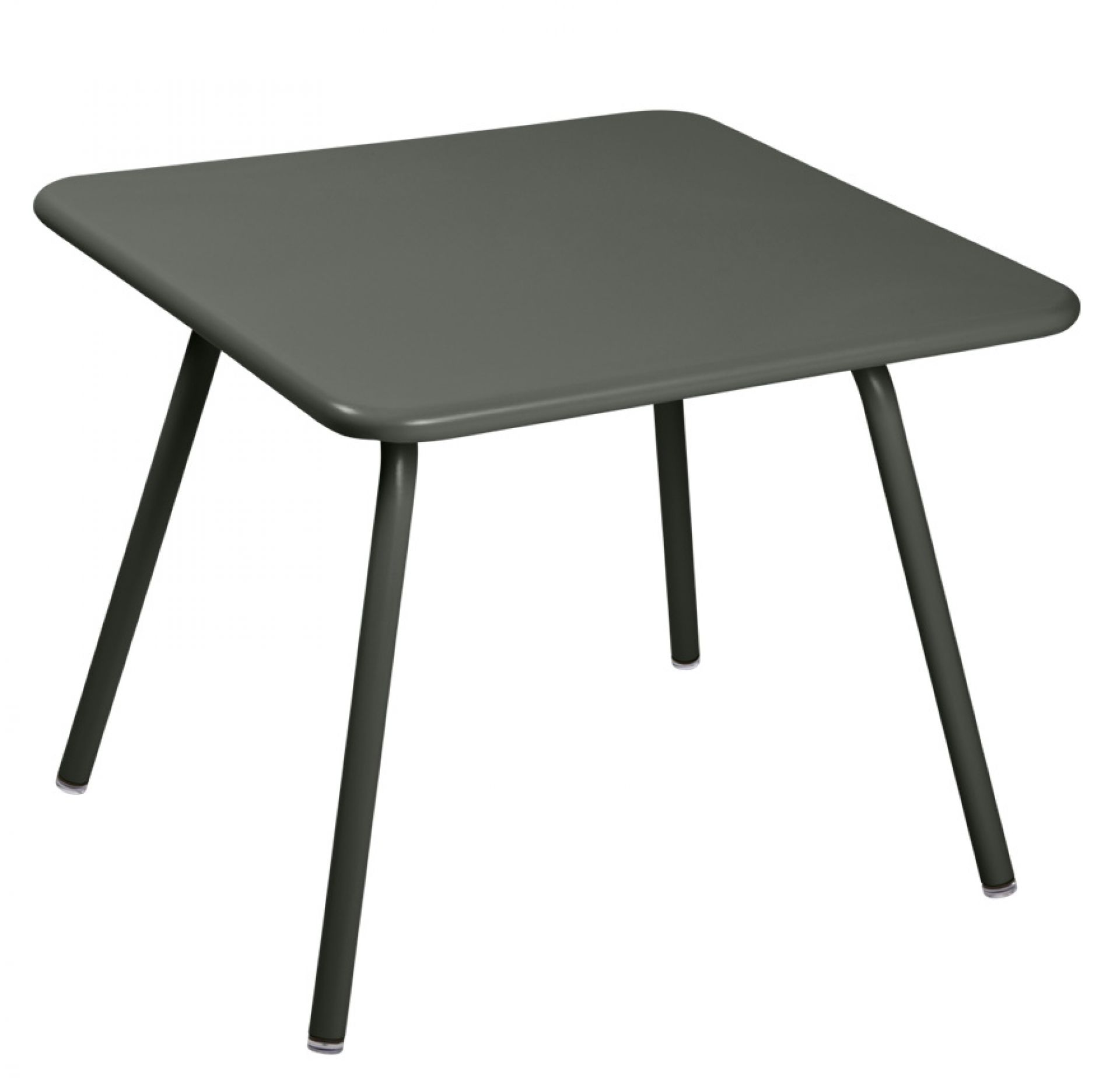 Quadratischer, grauer Kindertisch von Fermob für den Außenbereich, ideal für Garten und Terrasse.