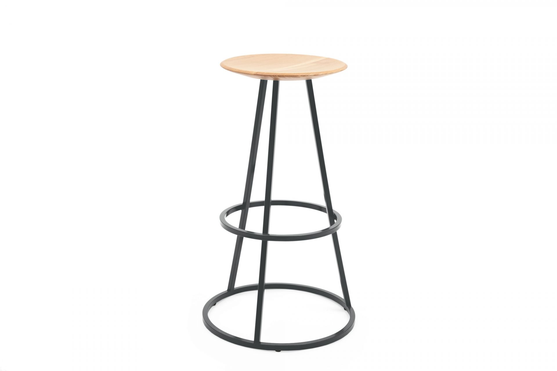 Gustave Barhocker von Hartô, 65 cm, schiefergraues Metallgestell und helle Holz-Sitzfläche. Moderner Barstuhl für Küche oder Bar.