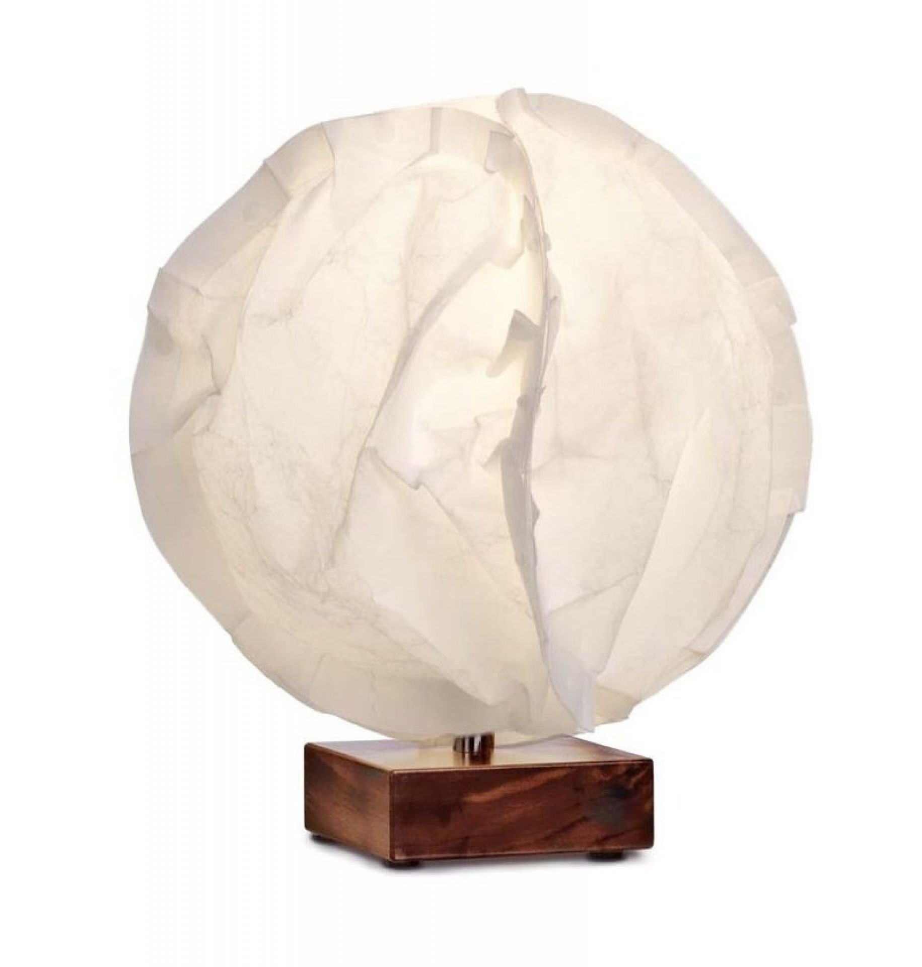 Babycloud Tischleuchte Belux: Runde, weiße Designlampe mit Holzfuß für stimmungsvolle Beleuchtung.