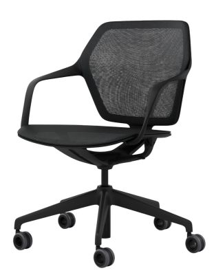 Schwarzer Ray Work Bürodrehstuhl von Brunner mit Armlehnen und Netzrücken, ergonomisch und modern.