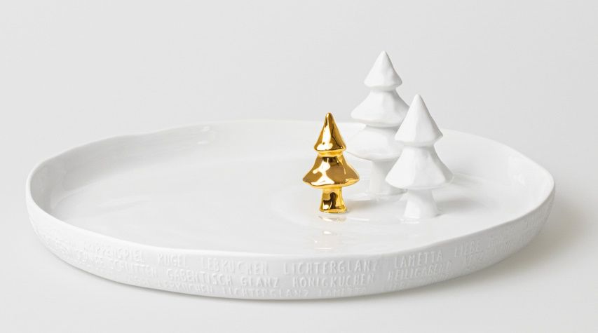 Porzellangeschichten Teller Tannenbäume Räder