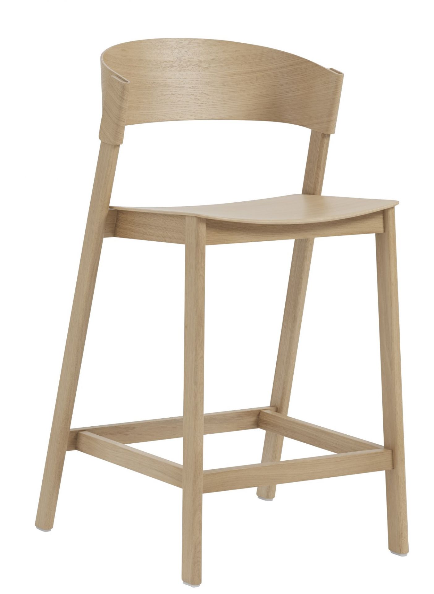 Muuto Cover Counterstool Thekenhocker aus hellem Holz, H 65 cm, skandinavisches Design für Küche oder Bar.