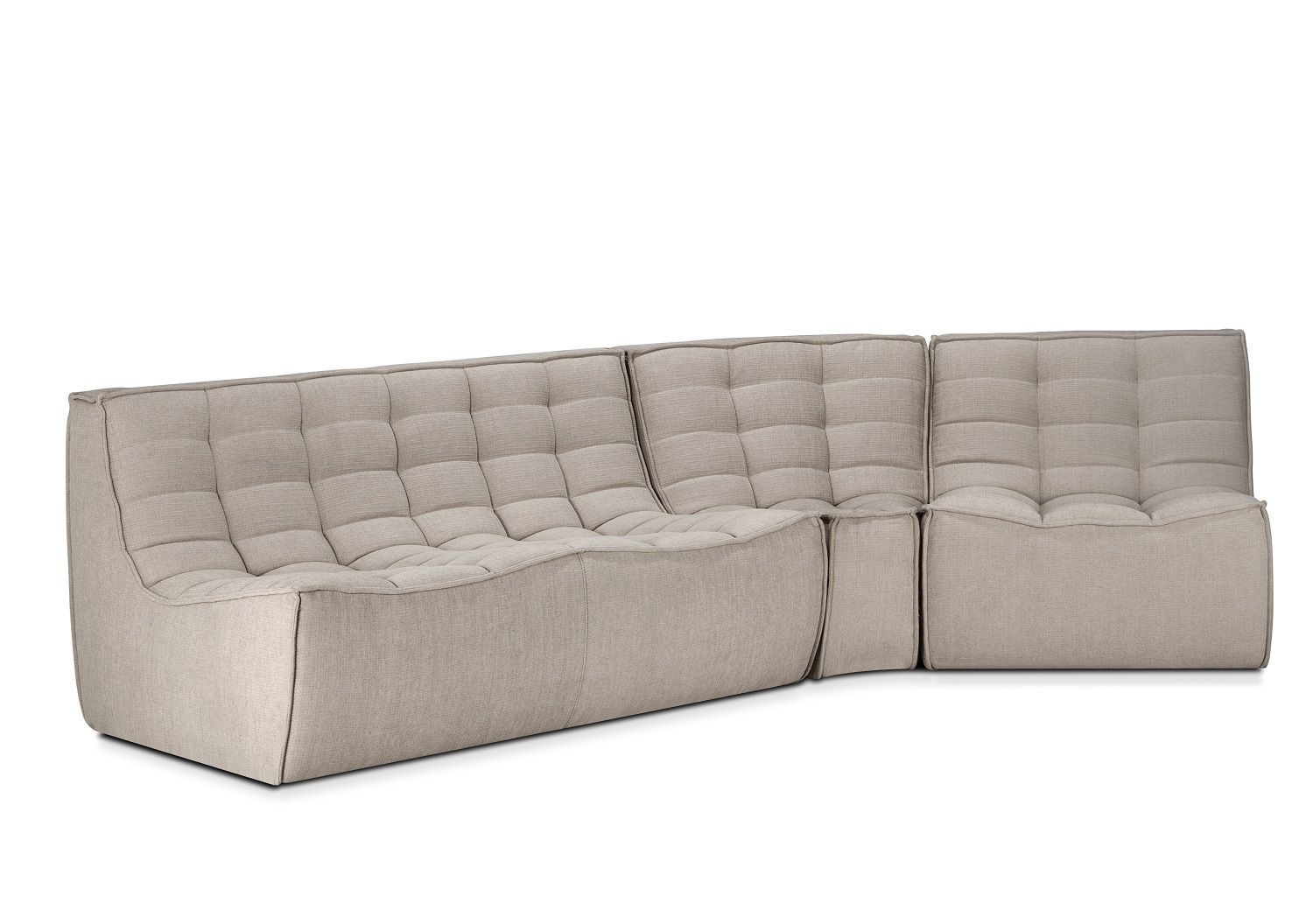 Beige N701 Modulsofa mit runder Ecke von Ethnicraft, modernes Design für Wohnzimmer und Lounge.