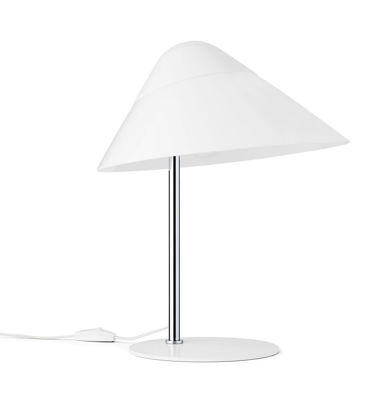 Helle HJW01 Opala Tischleuchte Mini von Carl Hansen & Søn mit Chromfuß.