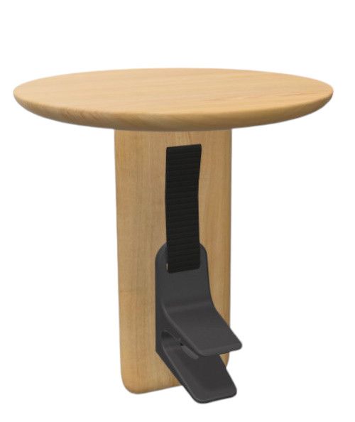 Vitra Anagram Anstecktisch mit runder Tischplatte und Befestigungsclip aus Kunststoff.