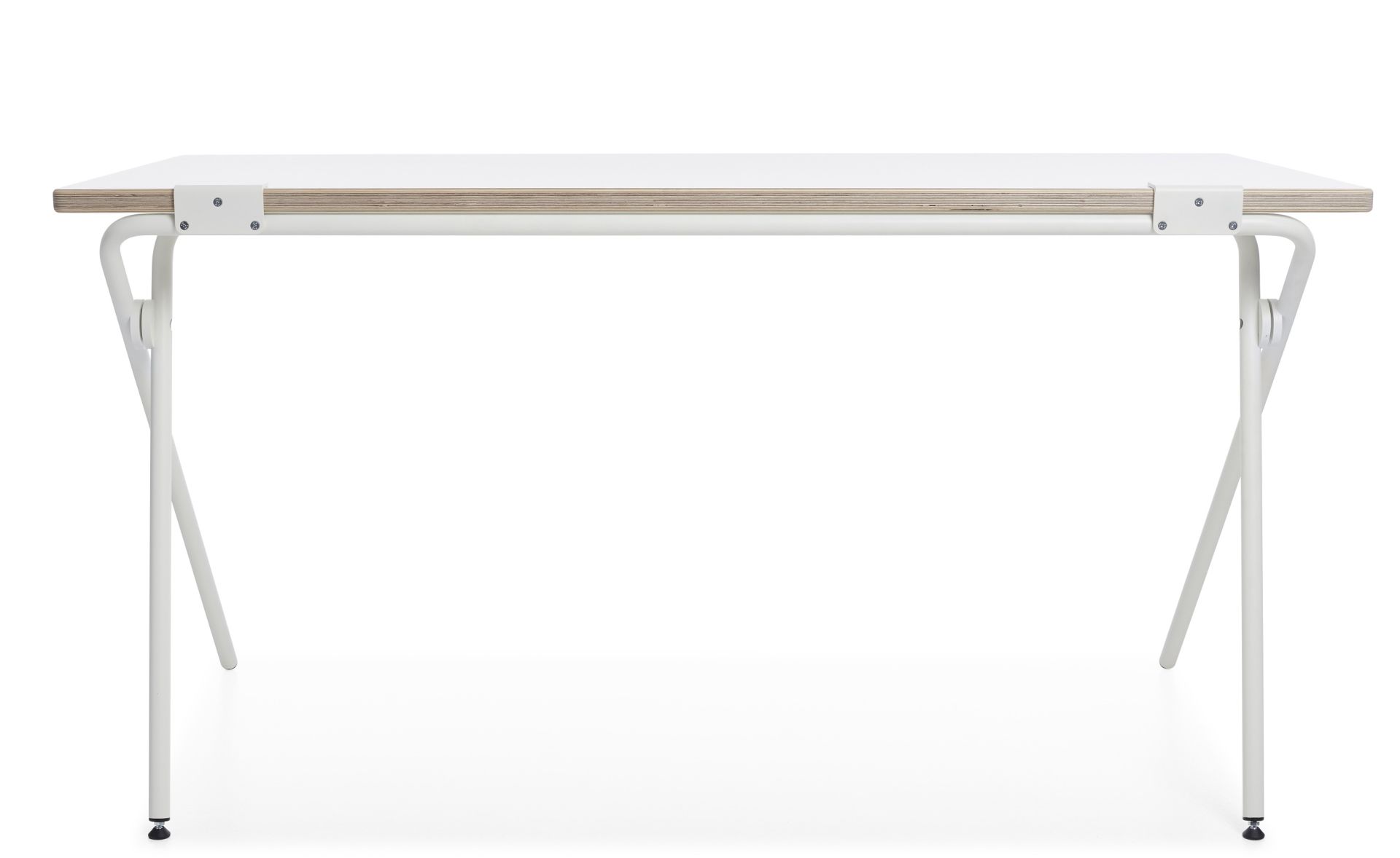 Weißer Plato Klappsekretär von Müller Möbelwerkstätten, minimalistischer Schreibtisch mit klappbaren Beinen für kleine Räume.