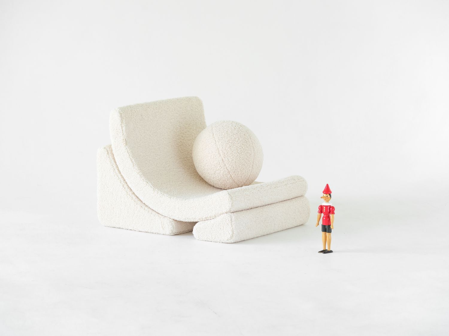 Mond Kindersessel Teddystoff Cremeweiß Wigiwama