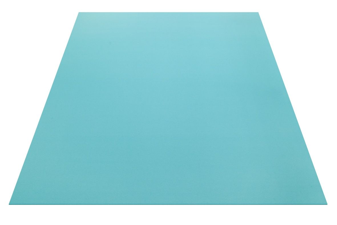 Rechteckiger, helltürkiser Hey Sign Teppich aus Filz, schlicht und modern für Wohnzimmer und Schlafzimmer.