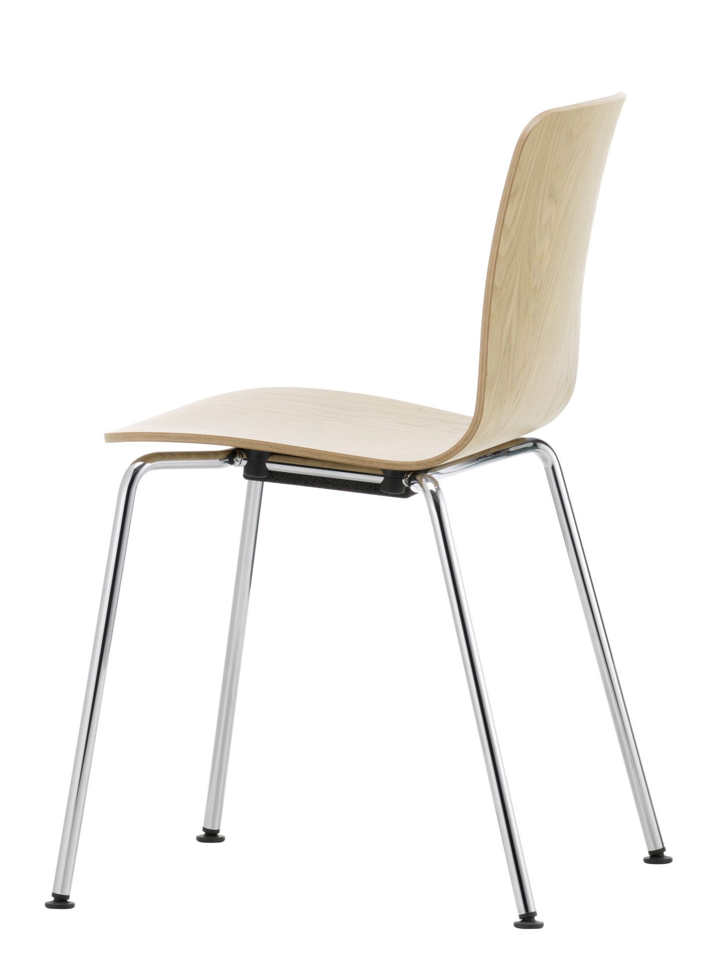 Vitra Hal Ply Stuhl: Holzschale und verchromtes Stahlrohrgestell, stapelbarer Designstuhl für Büro und Wohnen.