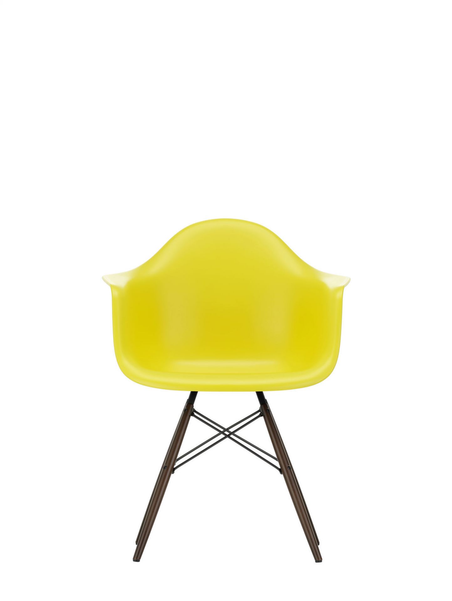 Eames Plastic Arm Chair DAW Stuhl Vitra Ahorn dunkel - Poppy red