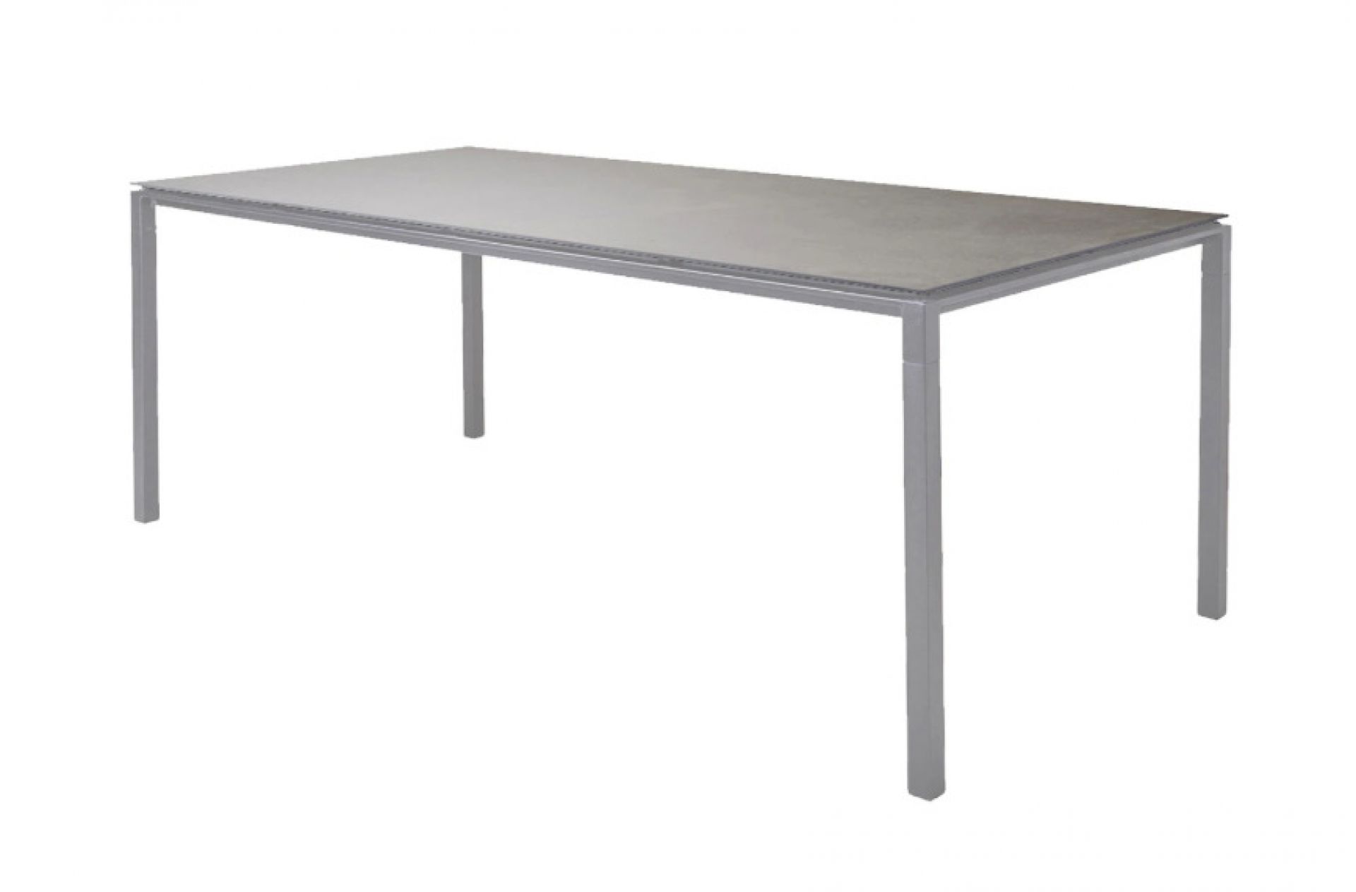 Pure Outdoor Esstisch mit hellgrauem Cane-Line Gestell und betongrauer Tischplatte. Moderner Gartentisch.