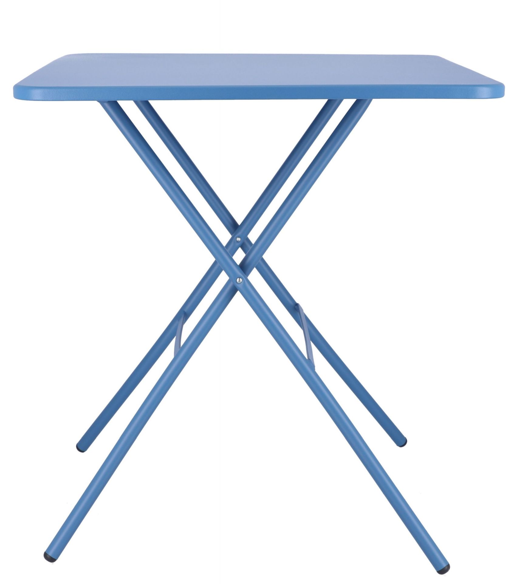Blauer Fiam Sirio Klapptisch von Jan Kurtz für den Outdoor-Bereich, quadratisch und platzsparend.