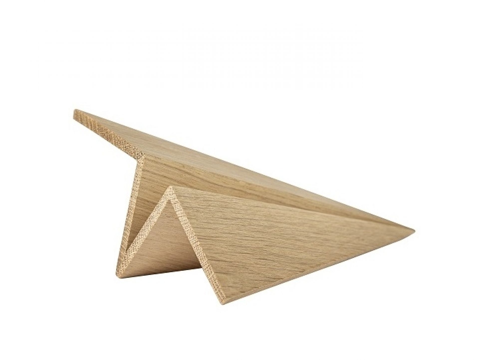Maverick Paperplane Holzfigur: Detailansicht des Papierfliegers aus Eiche natur, Boyhood Design.