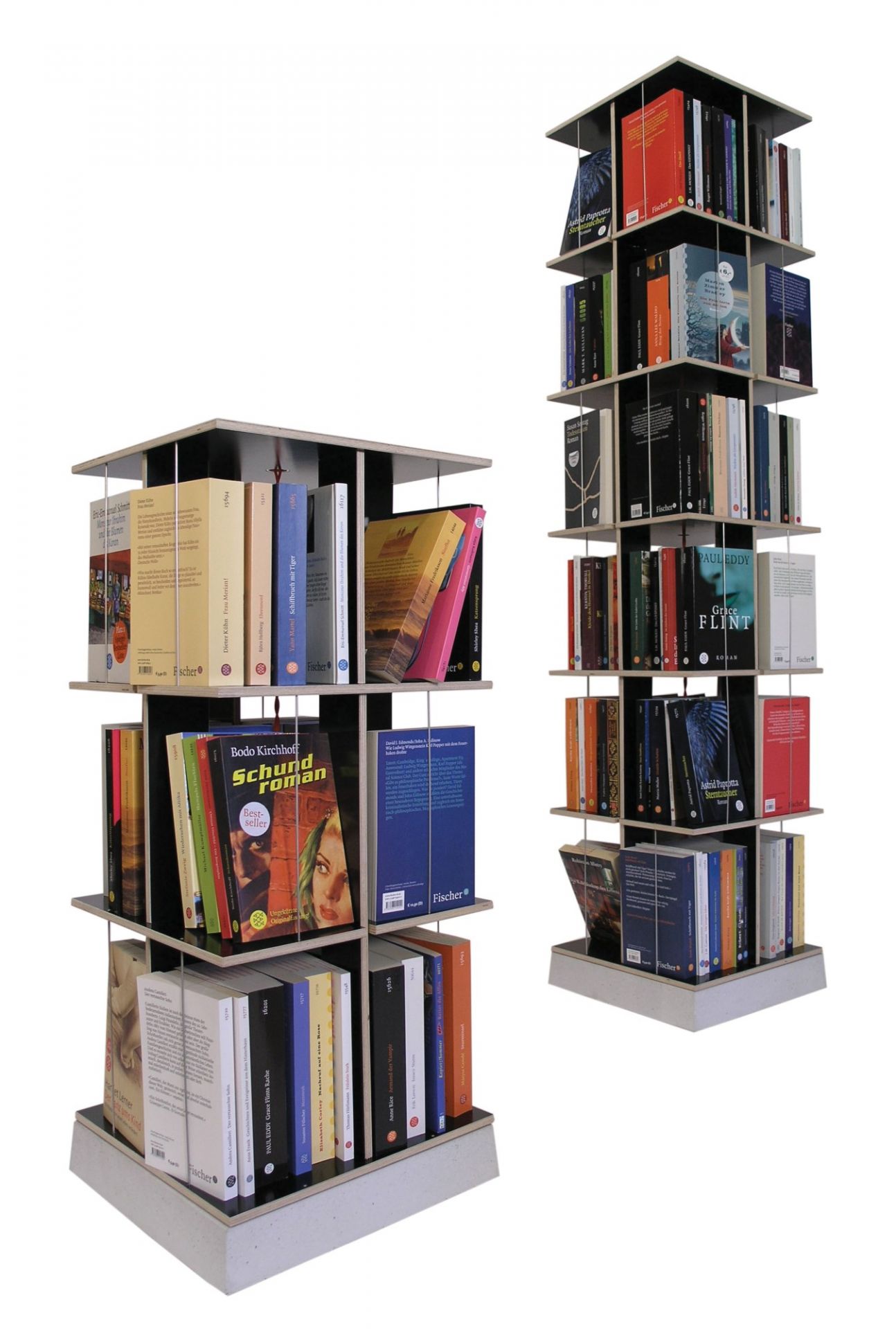 Buchstabler Bücherturm, DVD-Regal Nils Holger Moormann