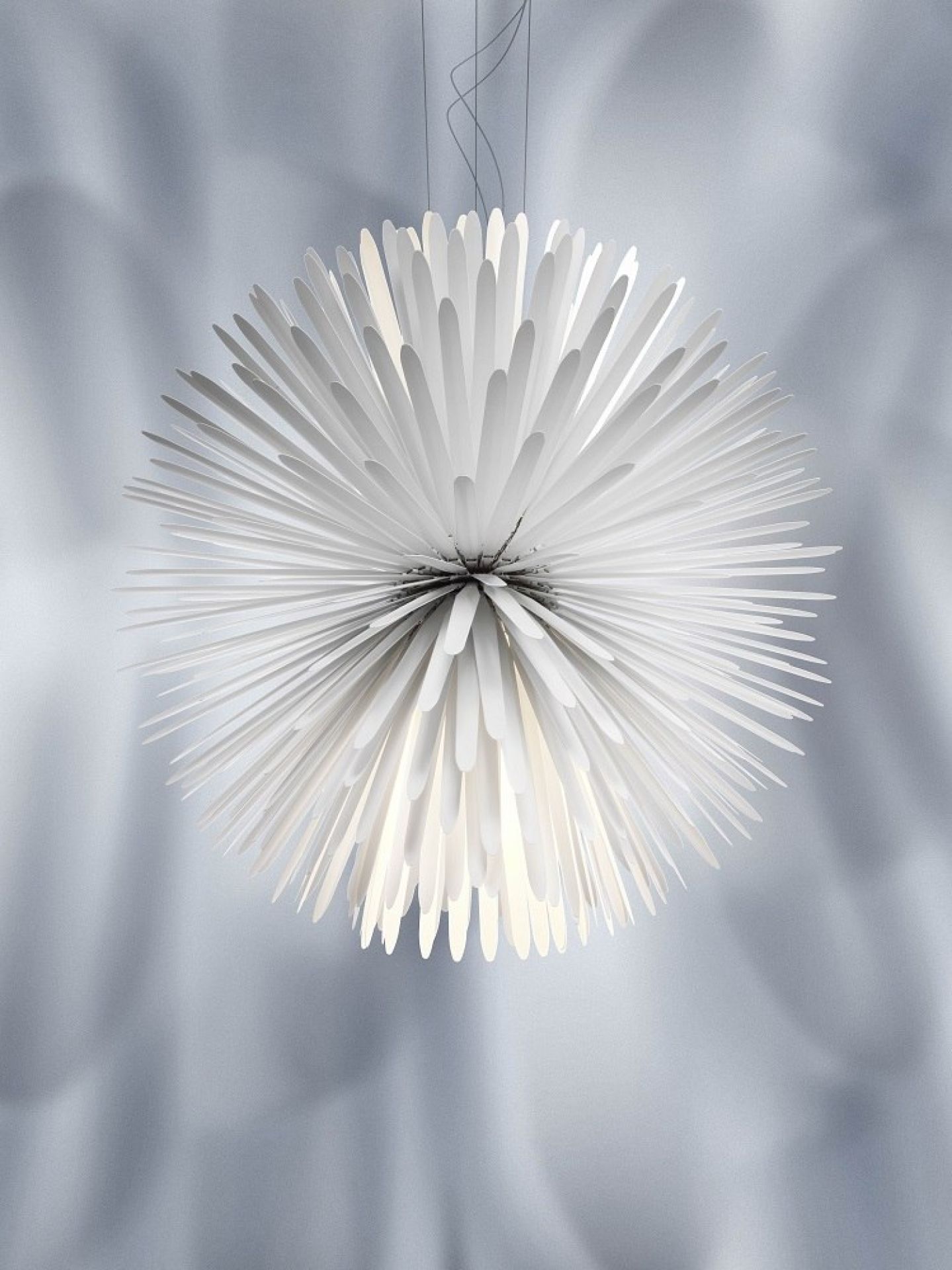 Weiße Sun Light of Love Pendelleuchte von Foscarini, moderne LED-Hängelampe für Wohnzimmer und Esszimmer.