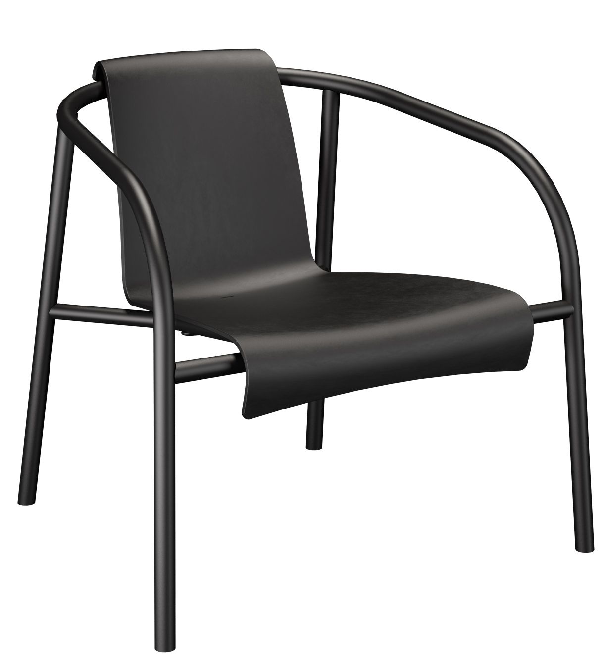 Schwarzer Nami Lounge Chair Sessel von Houe für den Außenbereich, modernes Design mit Armlehnen.