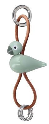 Vogel Grün Schlüsselanhänger silberfarbenes Metall mit Naturleder Kay Bojesen